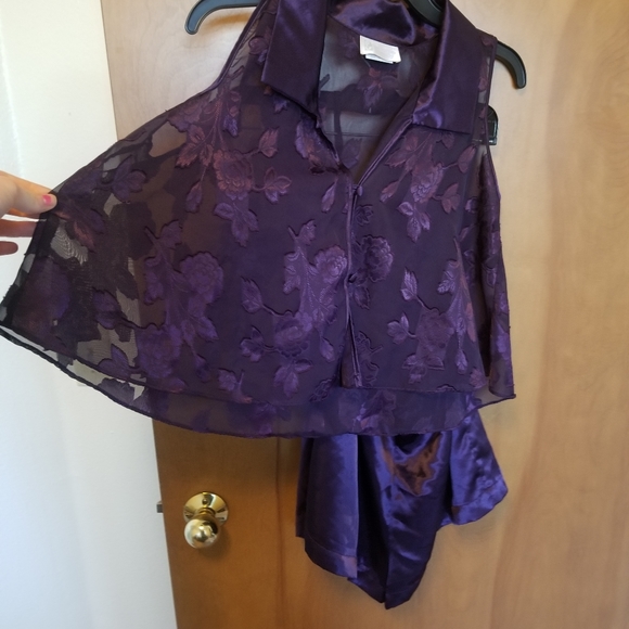 Sheer floral & satin sleep set, vintage - Picture 3 of 5